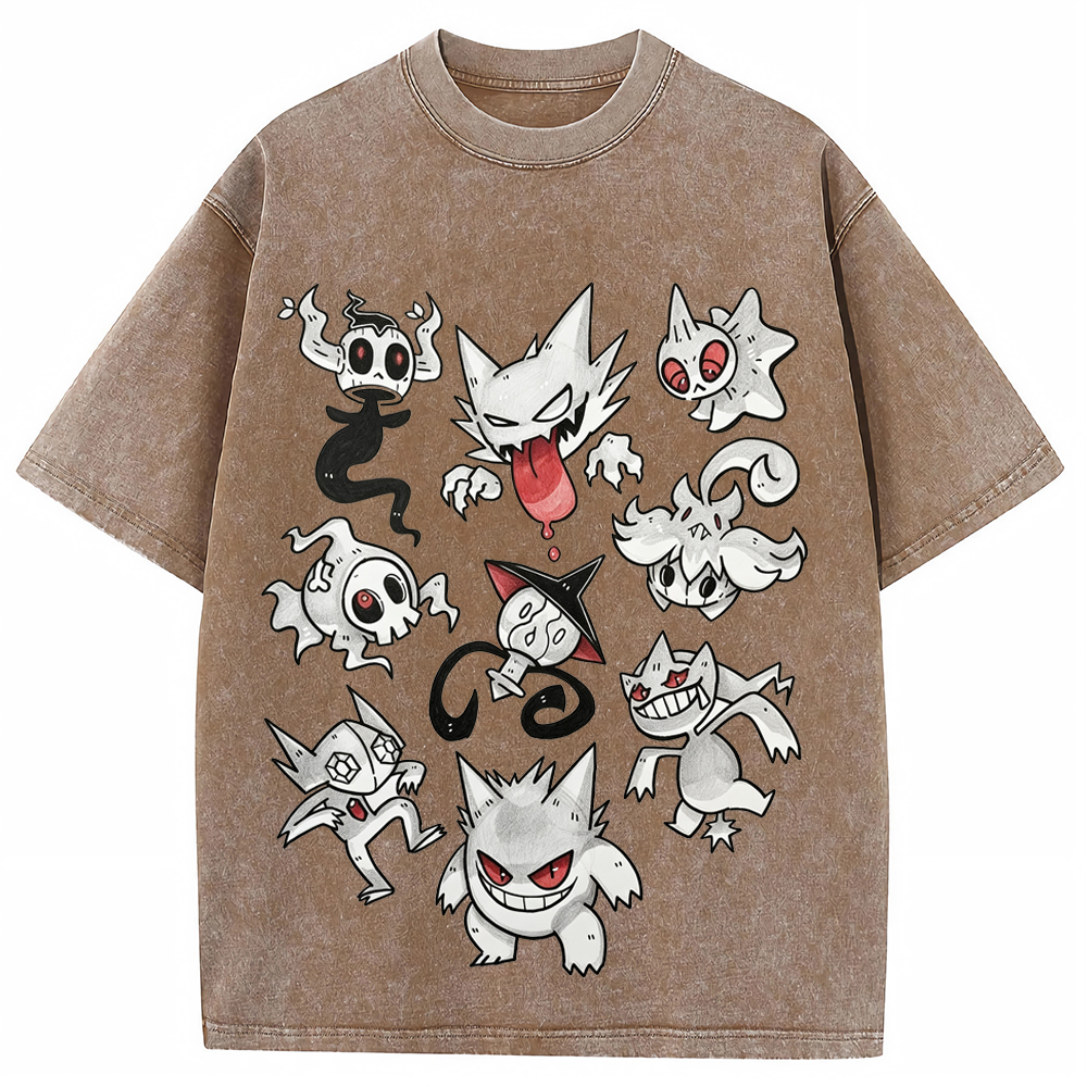 Ghost Type Pokemon Flash Sheet Cartoon Tee | Pokemon Anime