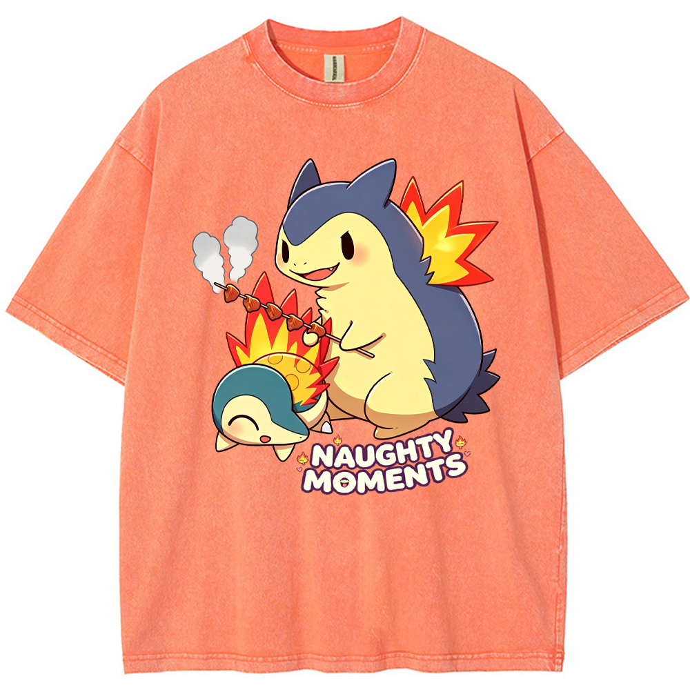 Parent & Kid Cyndaquil Family Grilling Skewers Vintage Washed T-Shirt