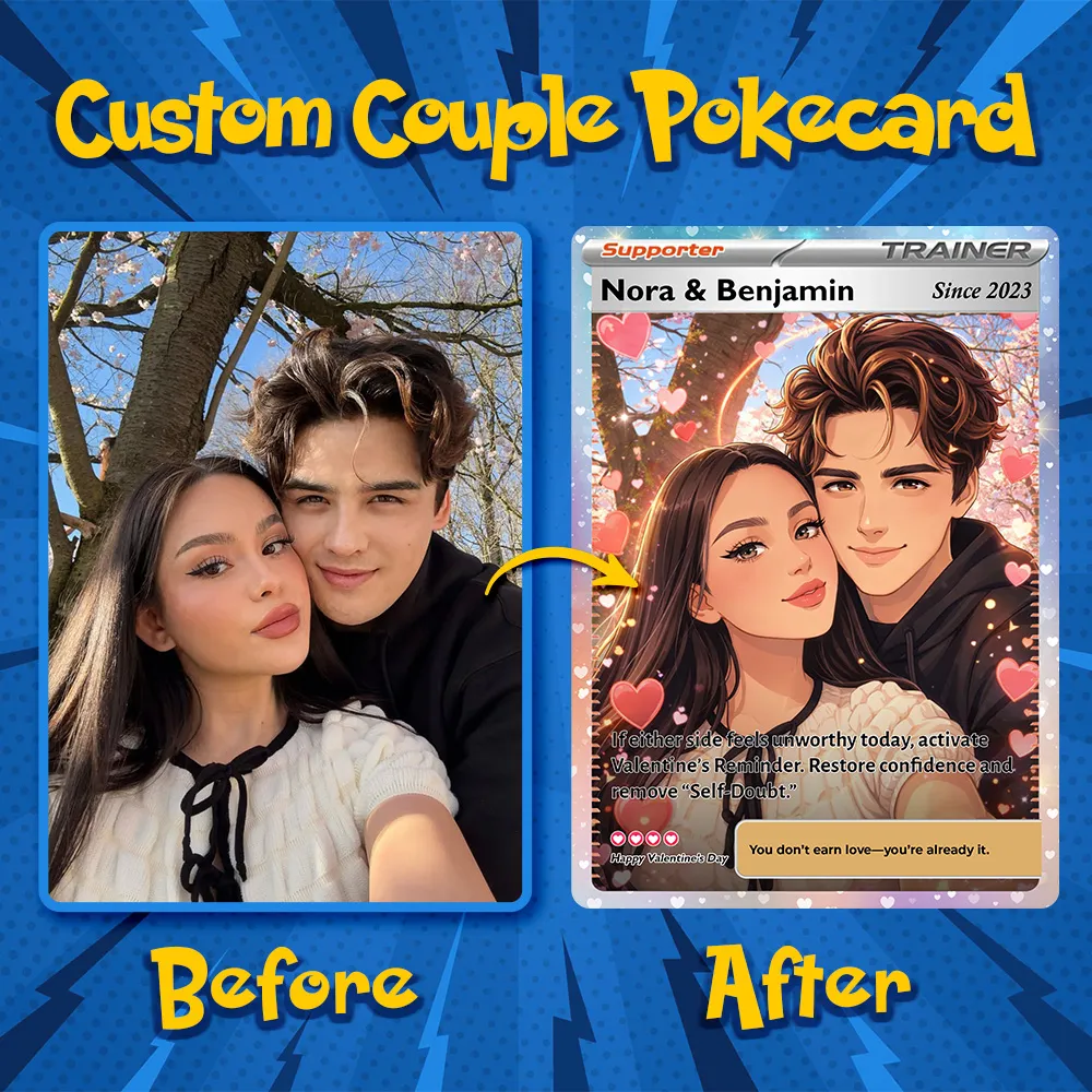 💕Personalized Couple Anime Supporter Trainer Card Pokecard