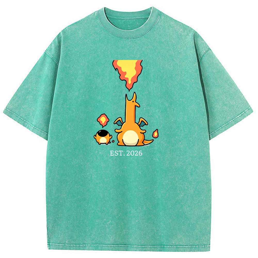 Cute Parent & Kid Charizard Vintage Washed T-Shirt