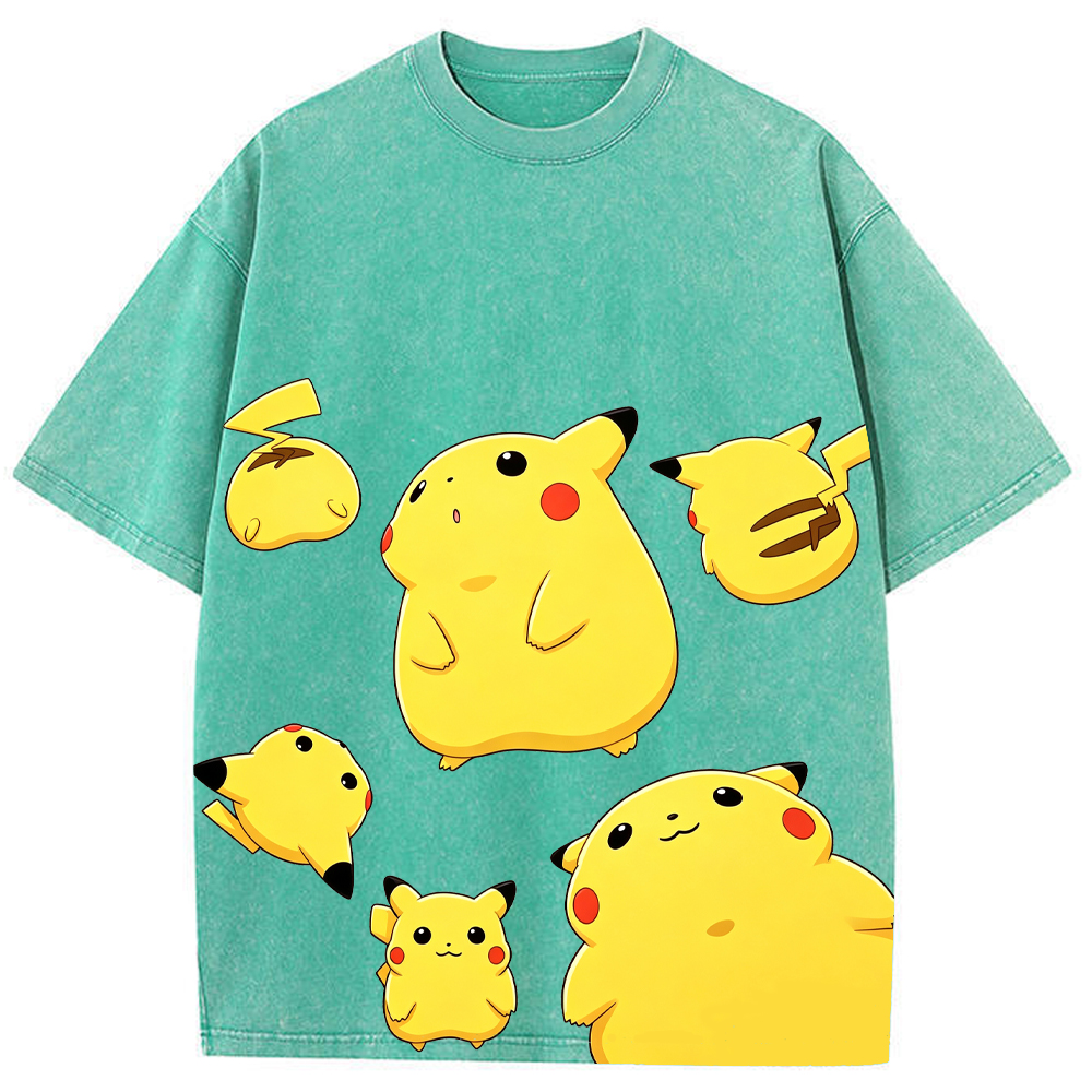 Multiple Pose Casual Pikachu Cartoon Tee | Pokemon Anime