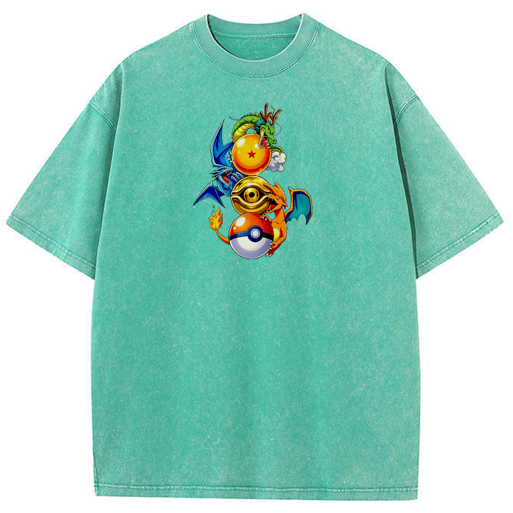 Mixed‑Franchise Dragon Fusion Cartoon Tee | Pokemon Anime
