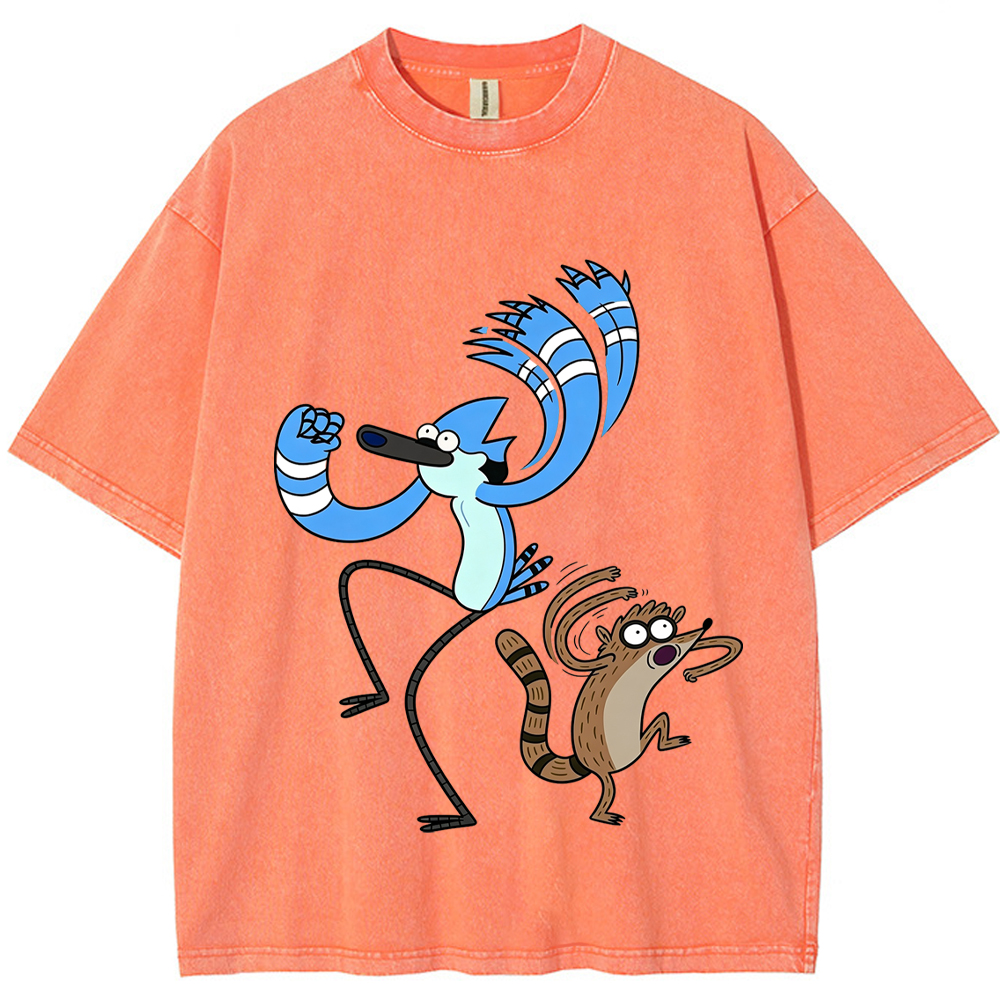 Dance Vibe Mordecai & Rigby Dynamic Dancing Character Cartoon Tee