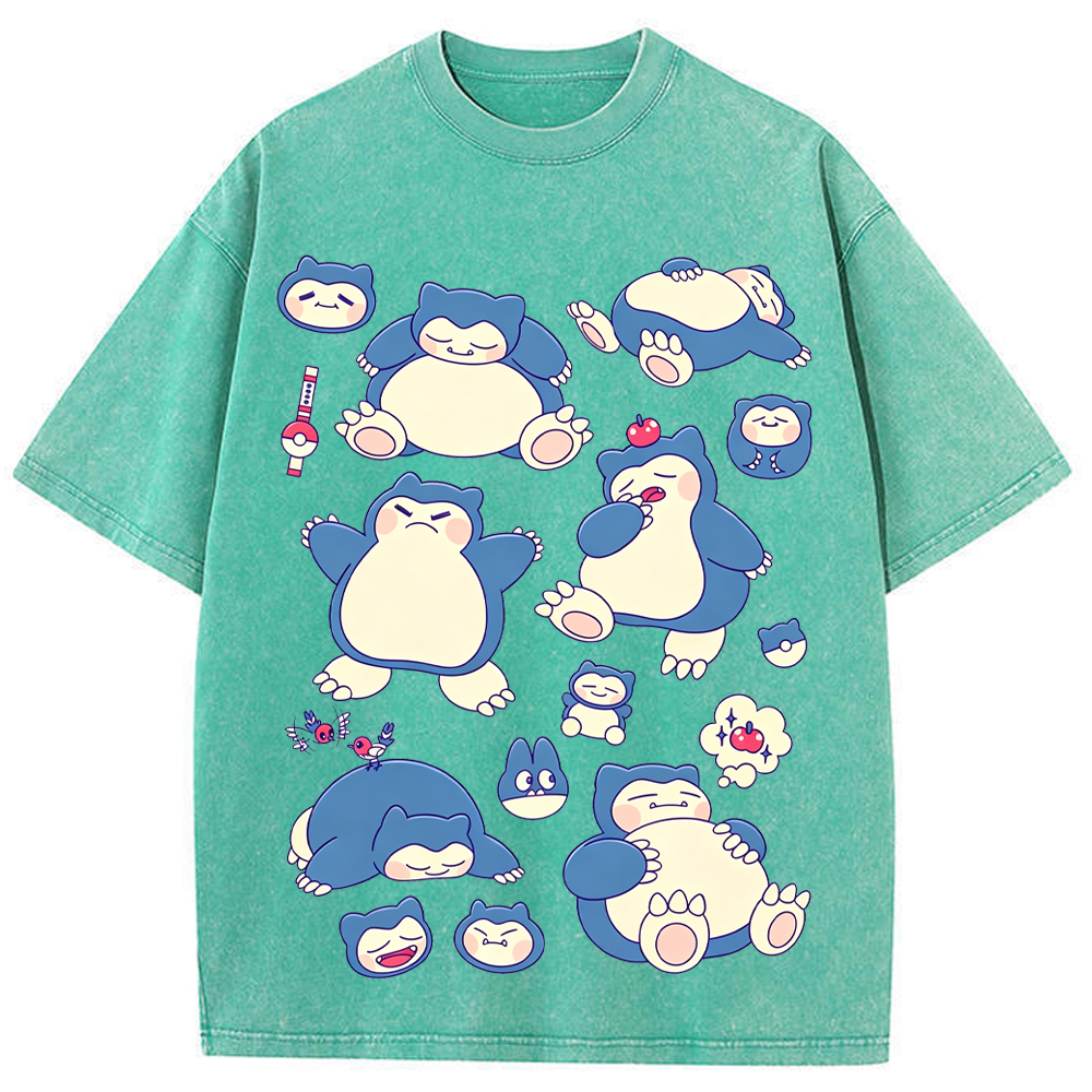 Snorlax Multi Pose Cute Cartoon Tee | Pokemon Anime