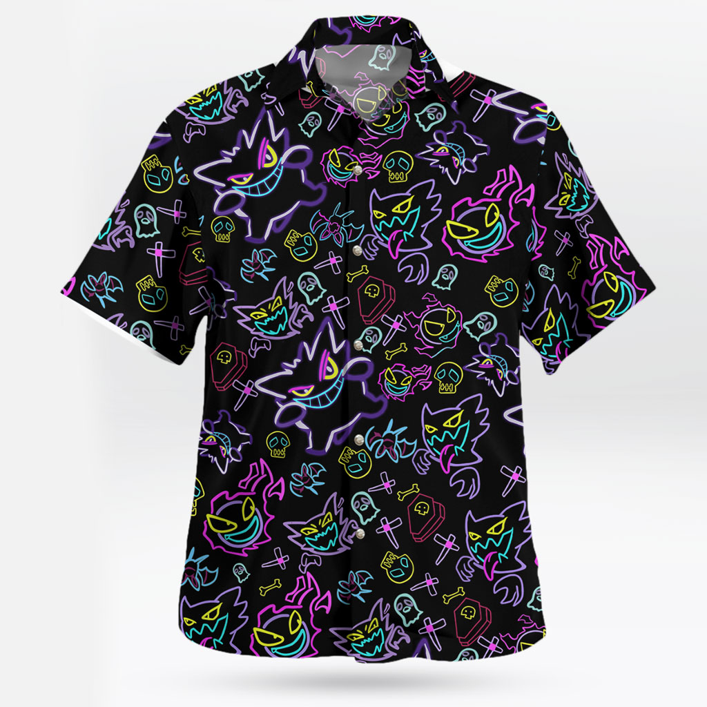 Unique Anime Gengar Pokemon Pattern Hawaiian Shirt