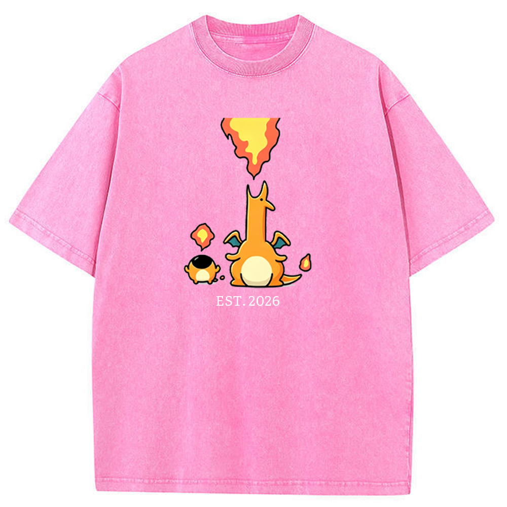 Cute Parent & Kid Charizard Vintage Washed T-Shirt