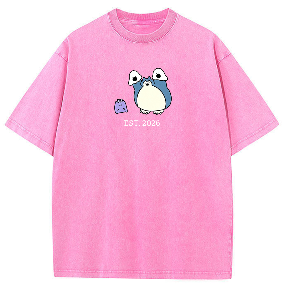 Cute Parent & Kid Snorlax Vintage Washed T-Shirt