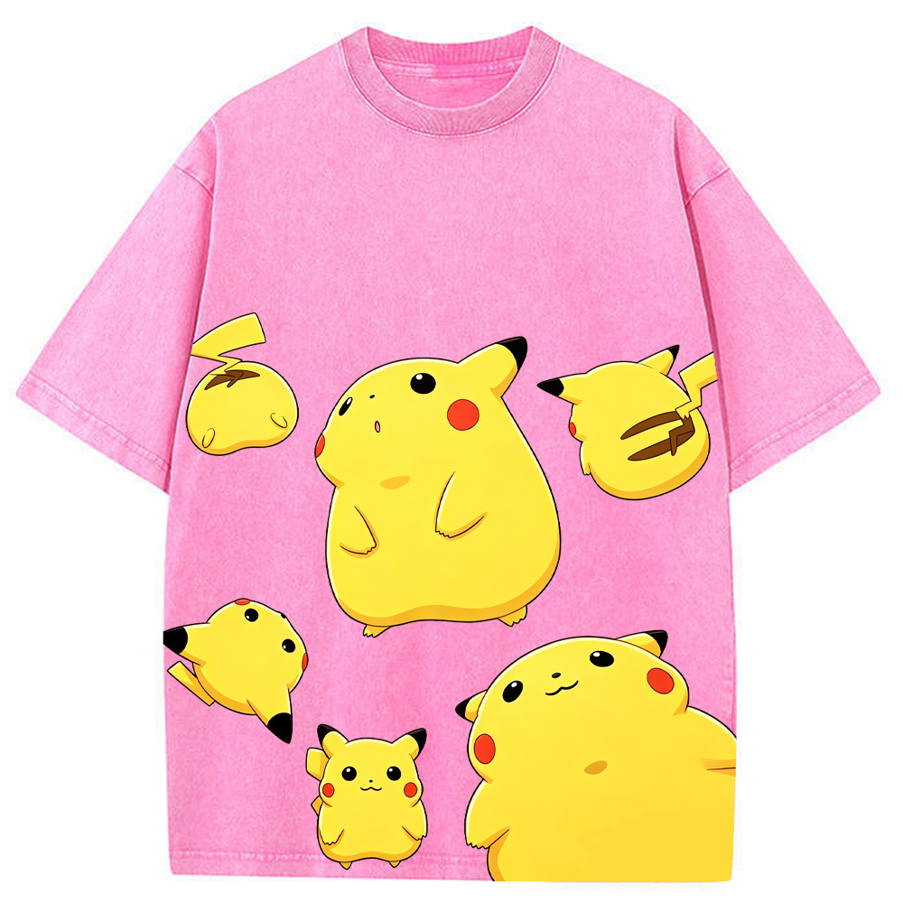 Multiple Pose Casual Pikachu Cartoon Tee | Pokemon Anime
