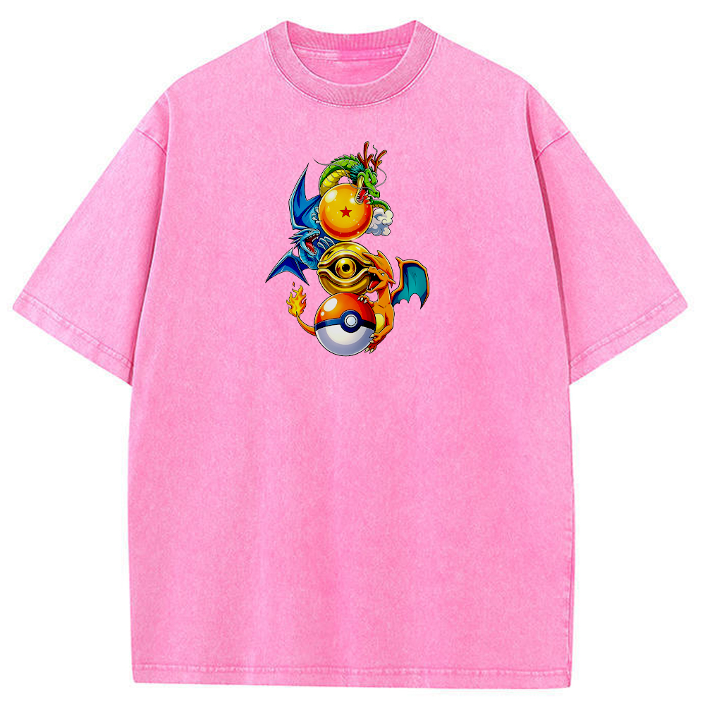 Mixed‑Franchise Dragon Fusion Cartoon Tee | Pokemon Anime