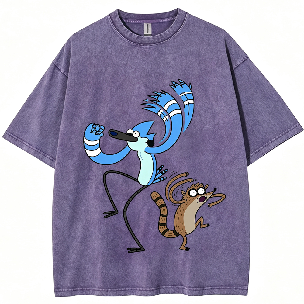 Dance Vibe Mordecai & Rigby Dynamic Dancing Character Cartoon Tee