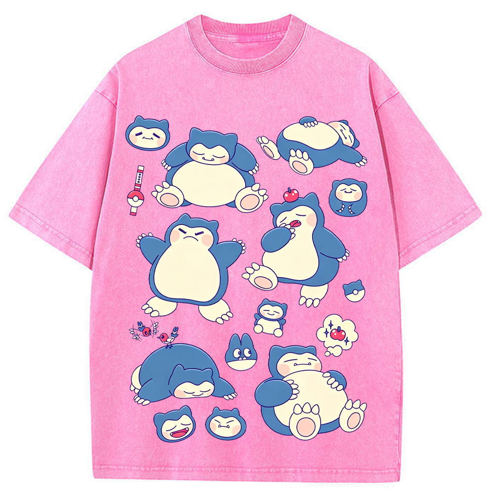 Snorlax Multi Pose Cute Cartoon Tee | Pokemon Anime