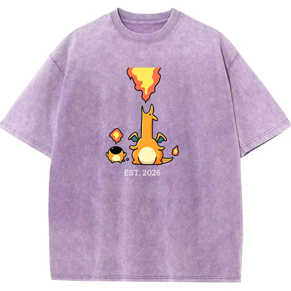 Cute Parent & Kid Charizard Vintage Washed T-Shirt
