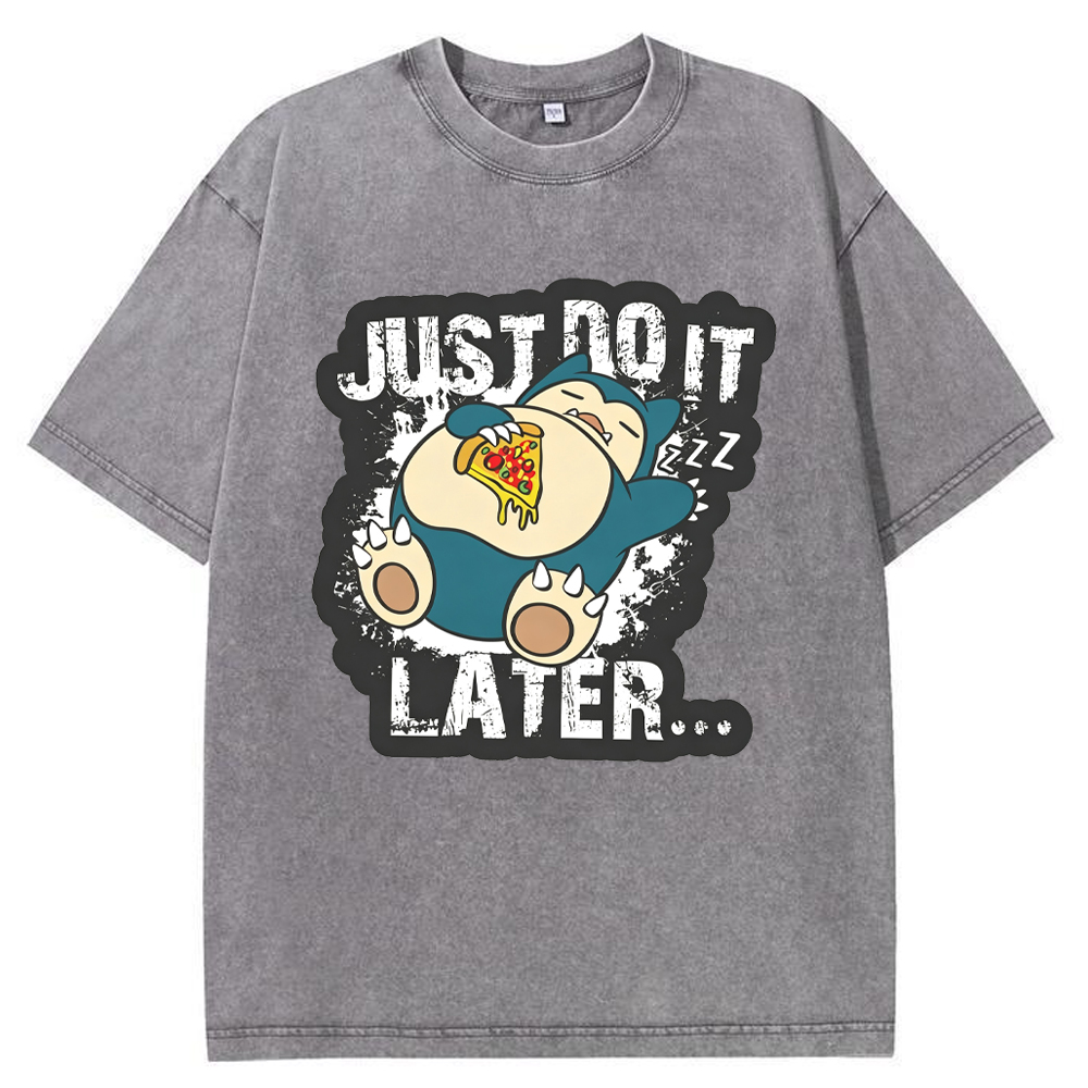 Chill Foodie Daily Snorlax Cartoon Tee | Pokemon Anime