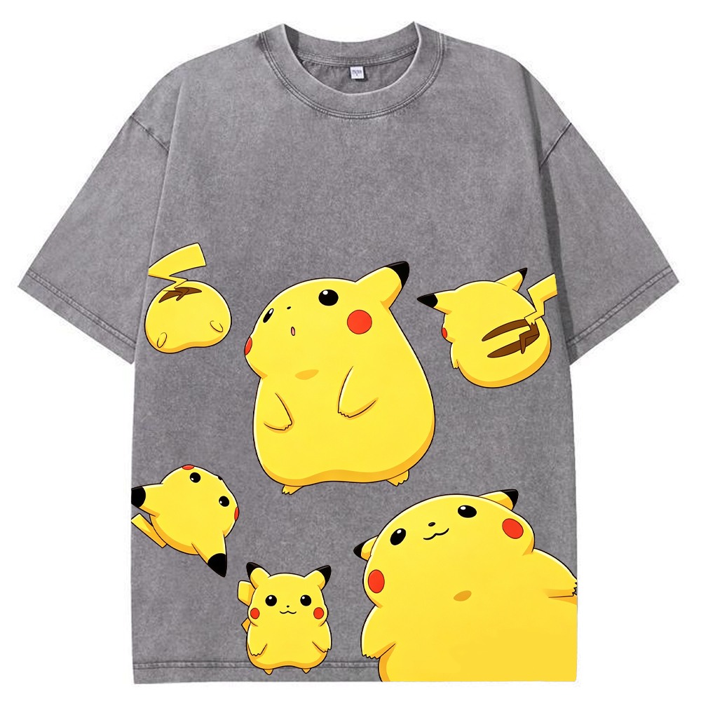 Multiple Pose Casual Pikachu Cartoon Tee | Pokemon Anime
