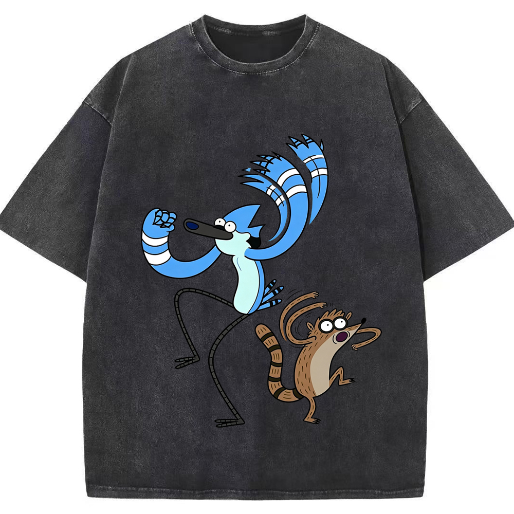 Dance Vibe Mordecai & Rigby Dynamic Dancing Character Cartoon Tee