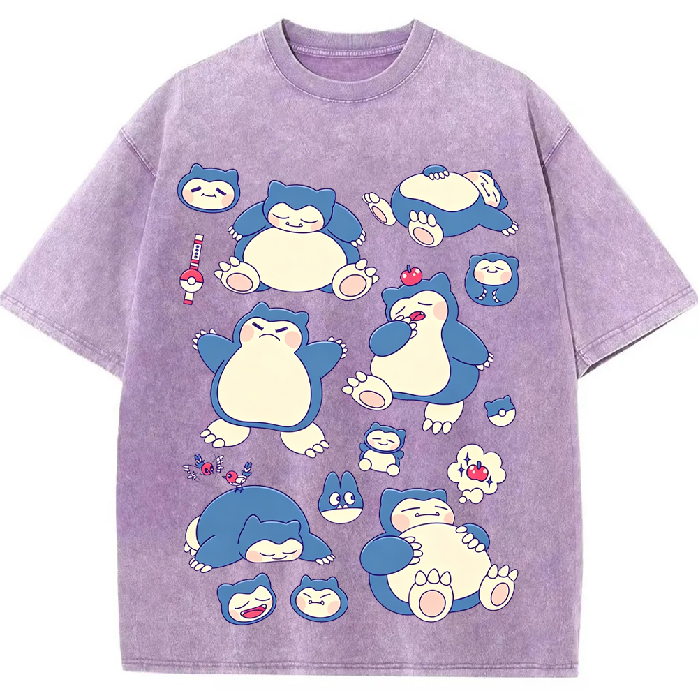 Snorlax Multi Pose Cute Cartoon Tee | Pokemon Anime
