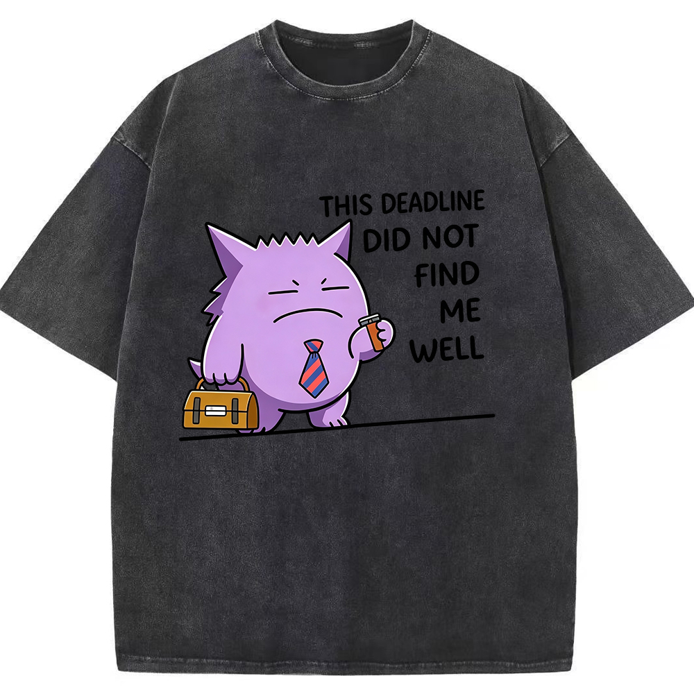 Vintage Washed Gengar T-Shirt, Funny Work Meme Pokemon Tee