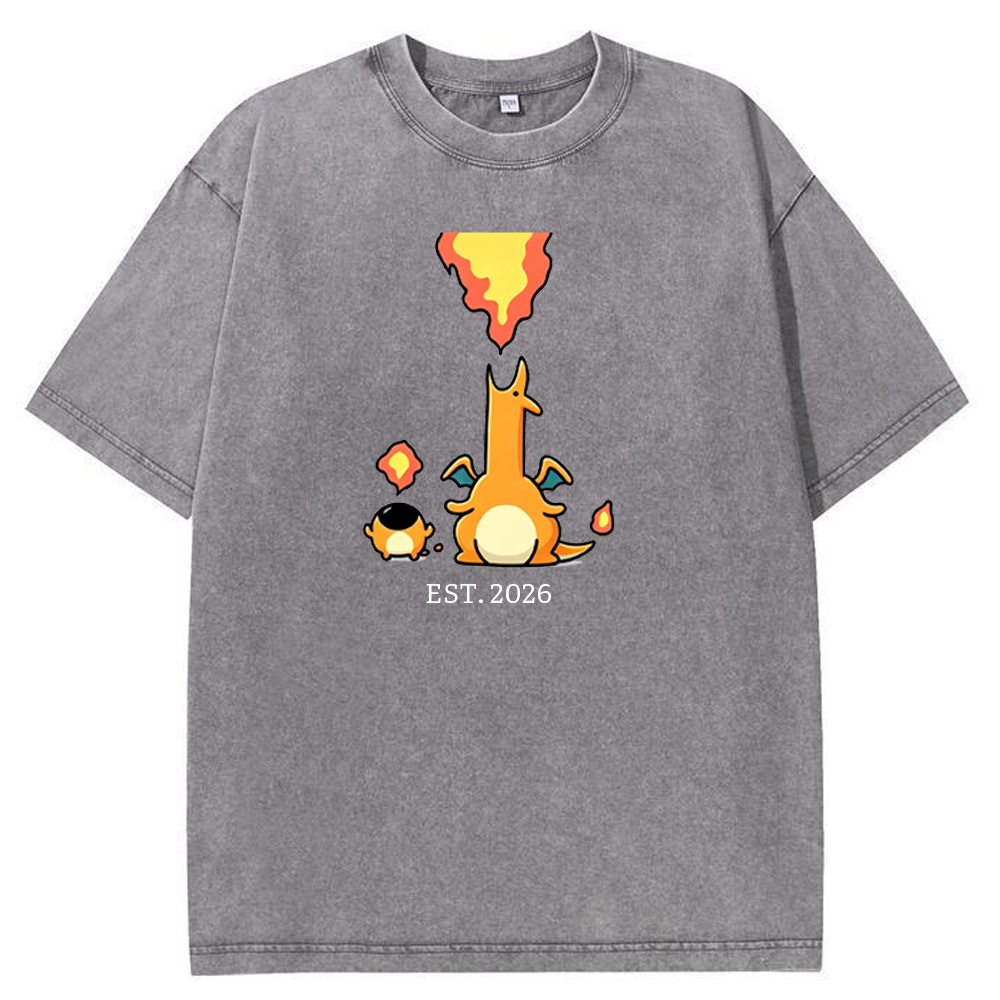 Cute Parent & Kid Charizard Vintage Washed T-Shirt