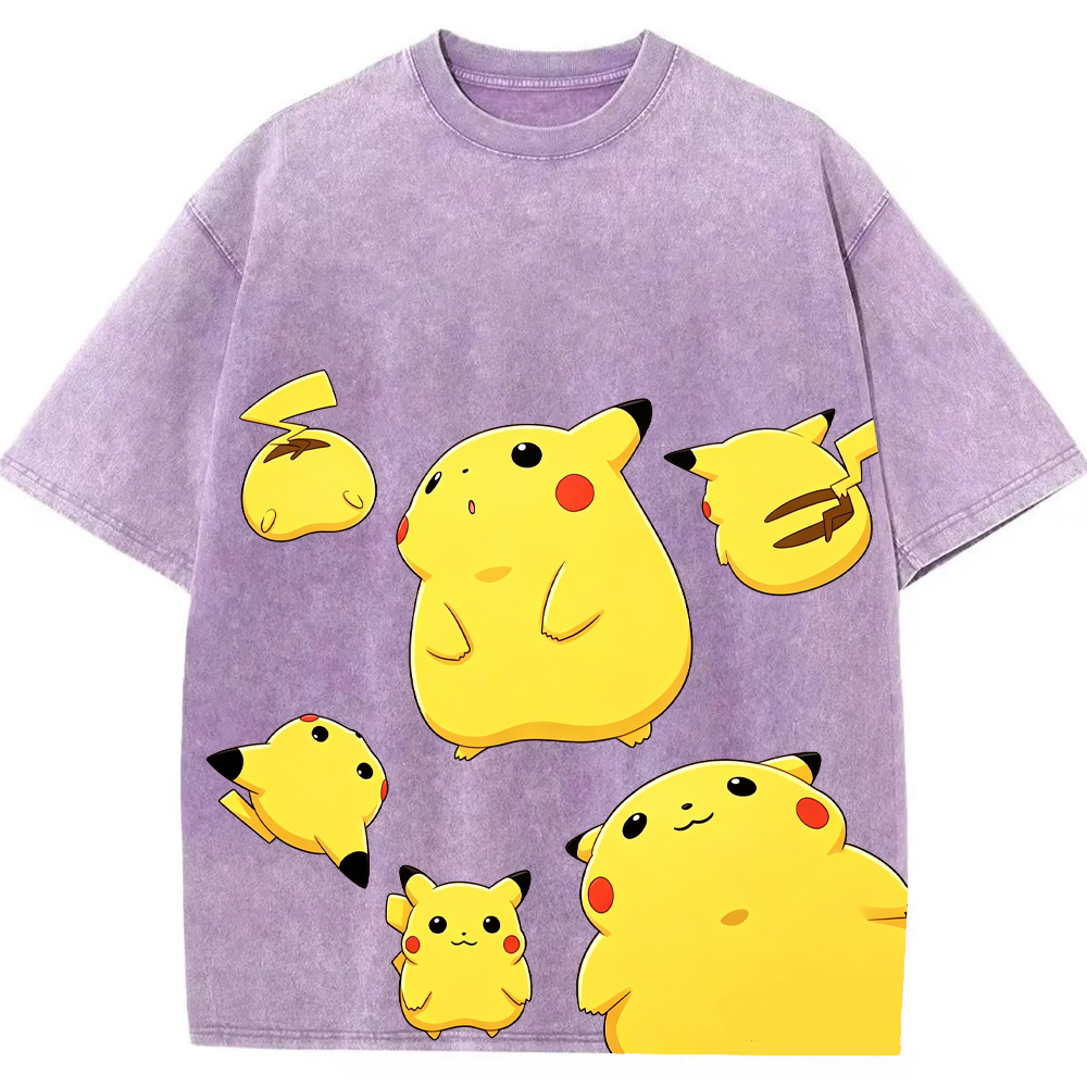 Multiple Pose Casual Pikachu Cartoon Tee | Pokemon Anime