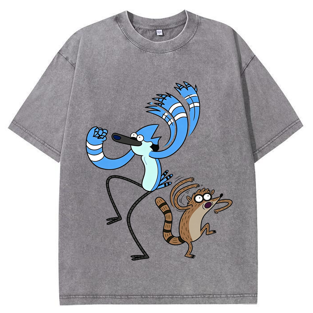 Dance Vibe Mordecai & Rigby Dynamic Dancing Character Cartoon Tee