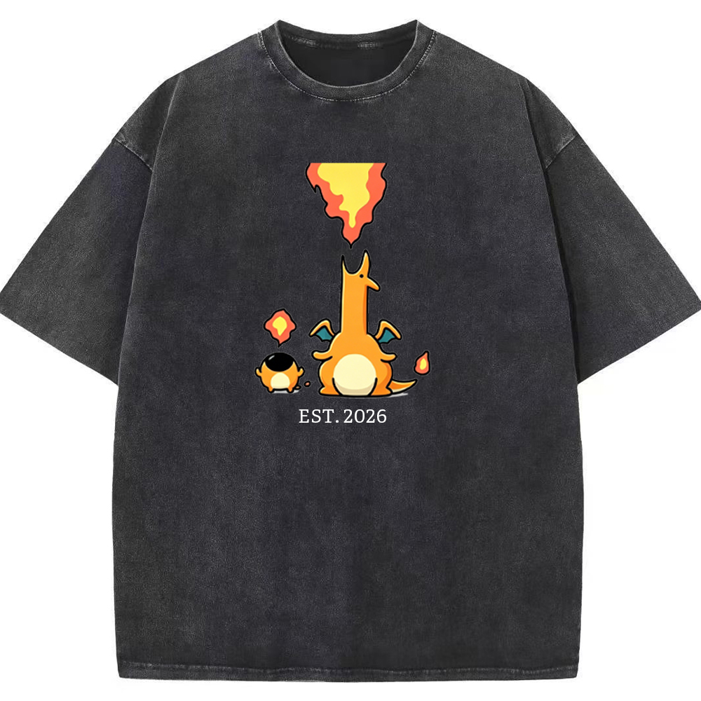 Cute Parent & Kid Charizard Vintage Washed T-Shirt