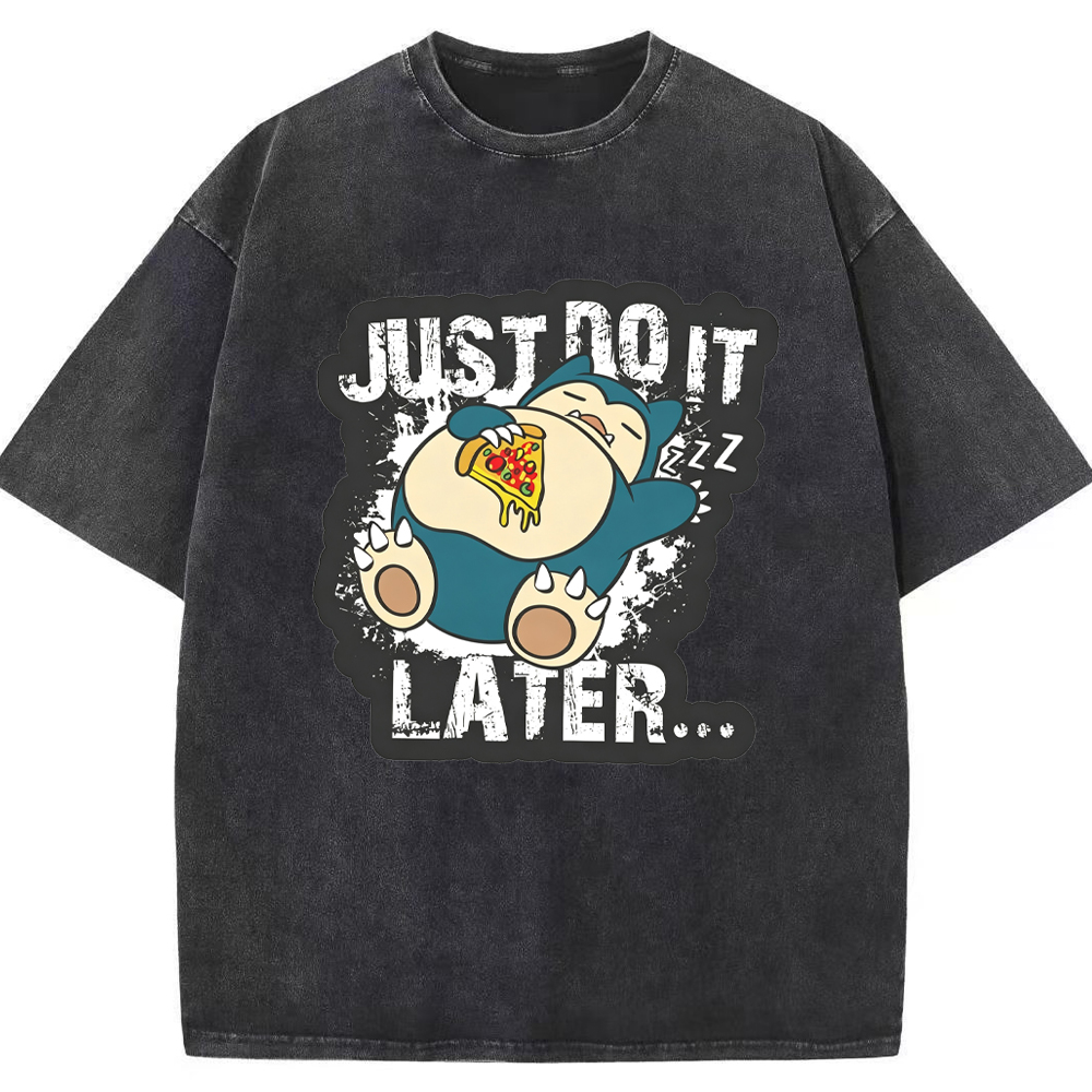 Chill Foodie Daily Snorlax Cartoon Tee | Pokemon Anime