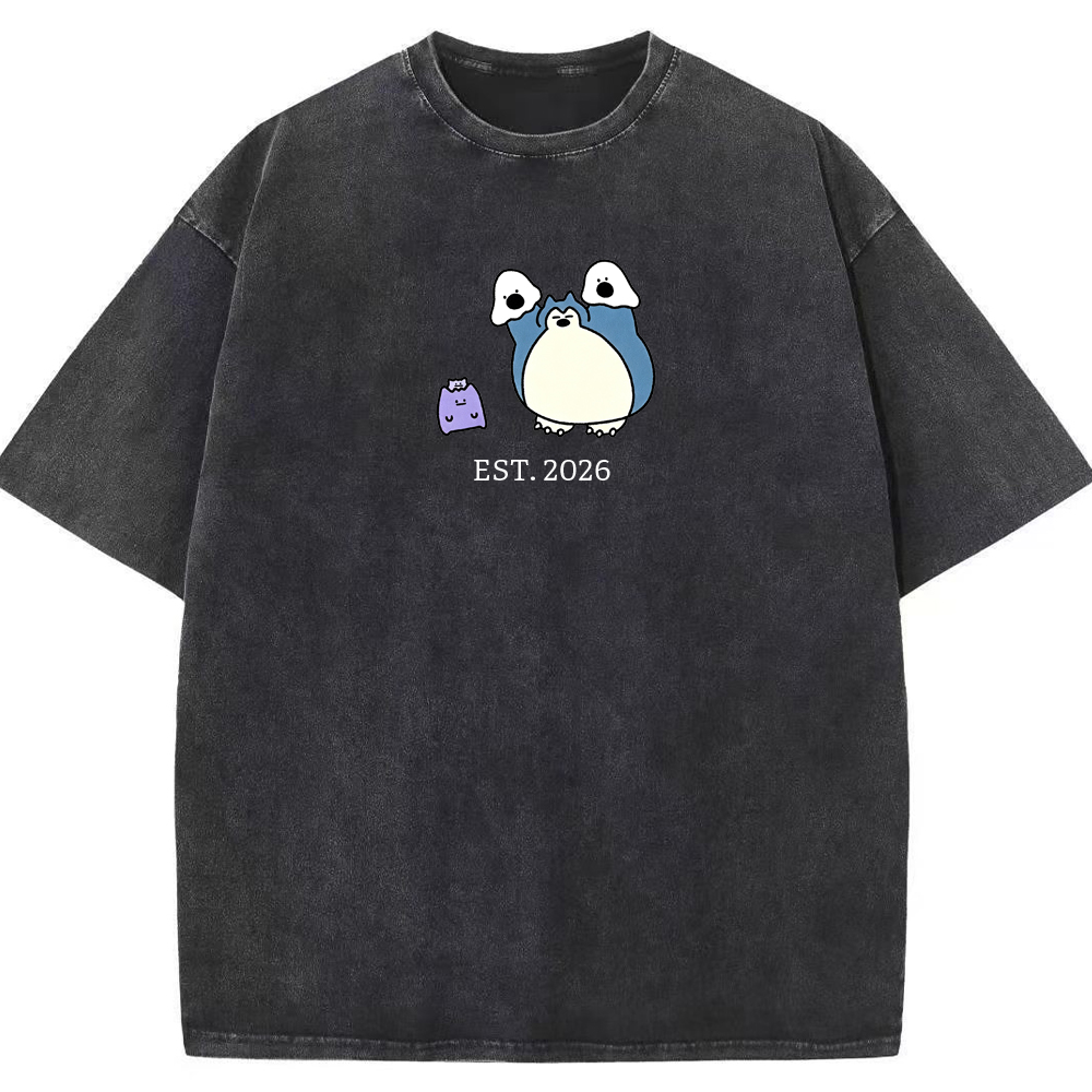 Cute Parent & Kid Snorlax Vintage Washed T-Shirt