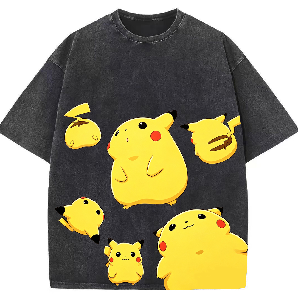Multiple Pose Casual Pikachu Cartoon Tee | Pokemon Anime