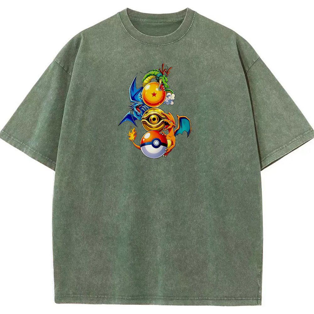 Mixed‑Franchise Dragon Fusion Cartoon Tee | Pokemon Anime