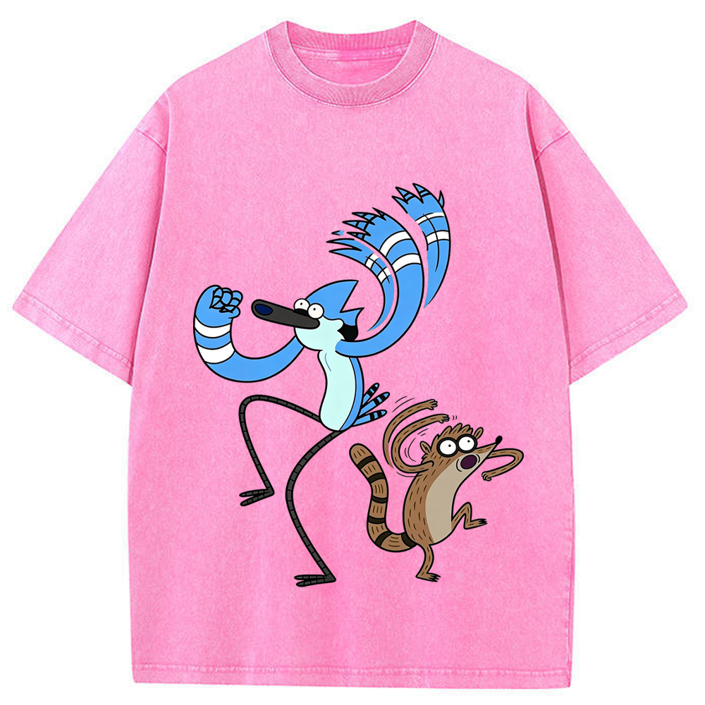 Dance Vibe Mordecai & Rigby Dynamic Dancing Character Cartoon Tee