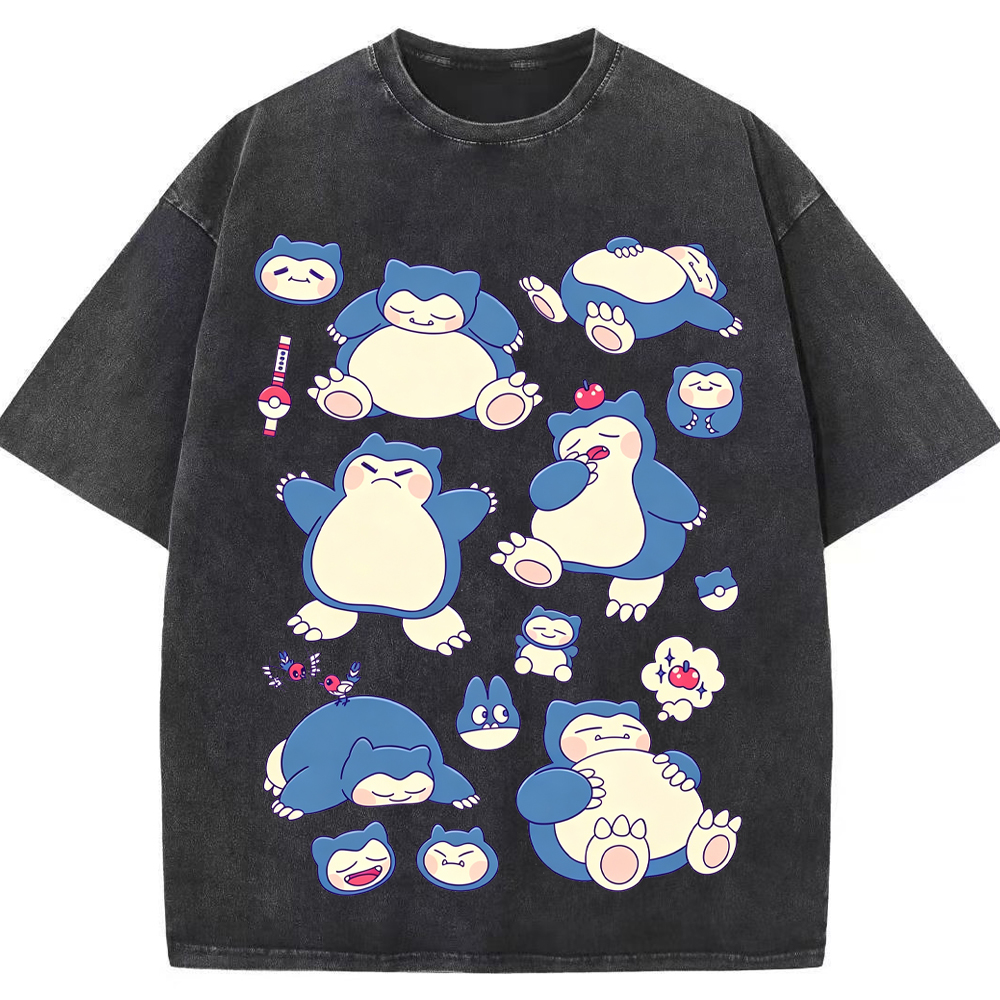 Snorlax Multi Pose Cute Cartoon Tee | Pokemon Anime