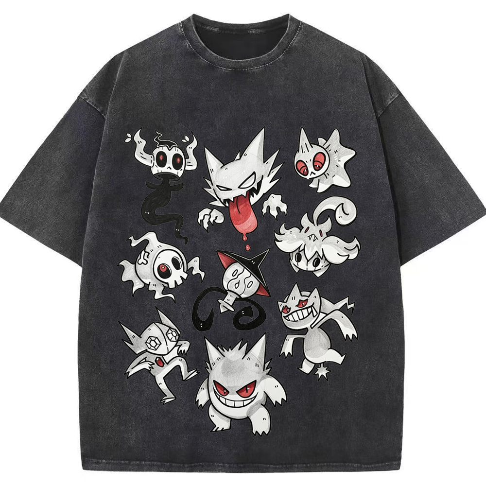 Ghost Type Pokemon Flash Sheet Cartoon Tee | Pokemon Anime