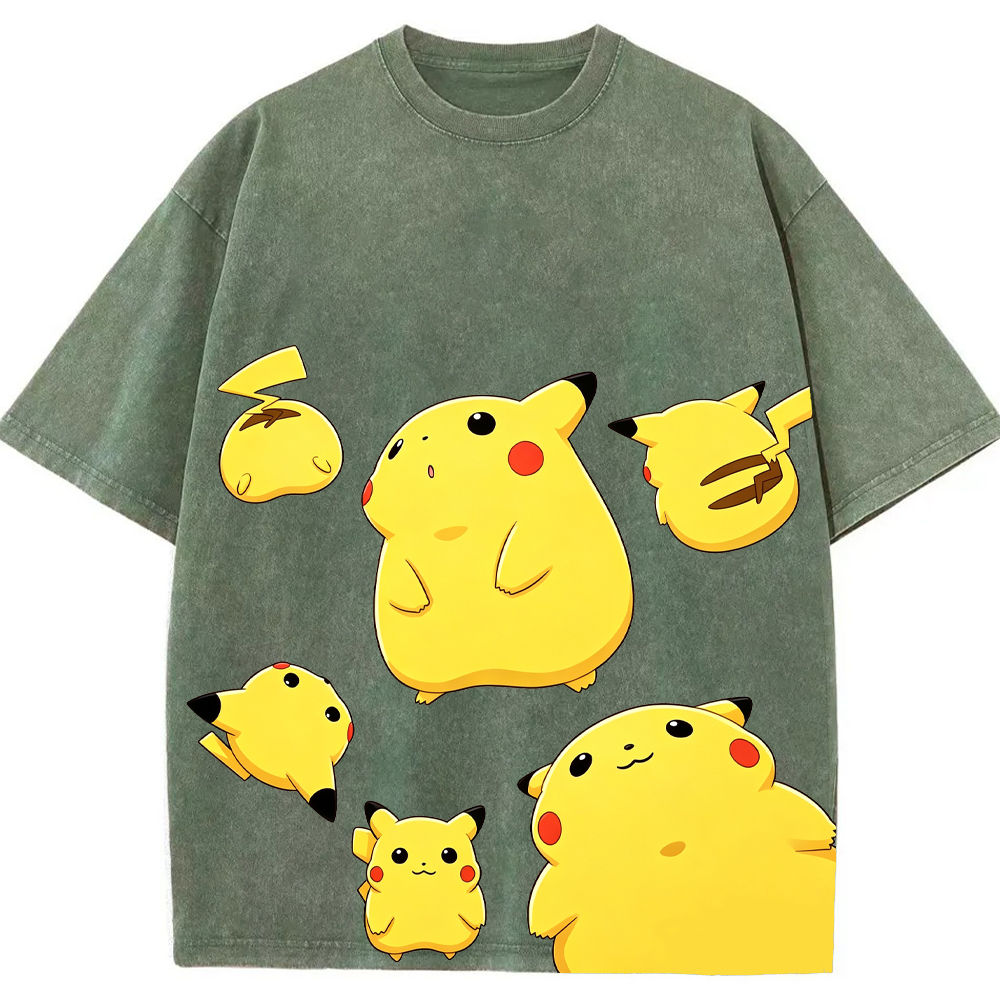 Multiple Pose Casual Pikachu Cartoon Tee | Pokemon Anime