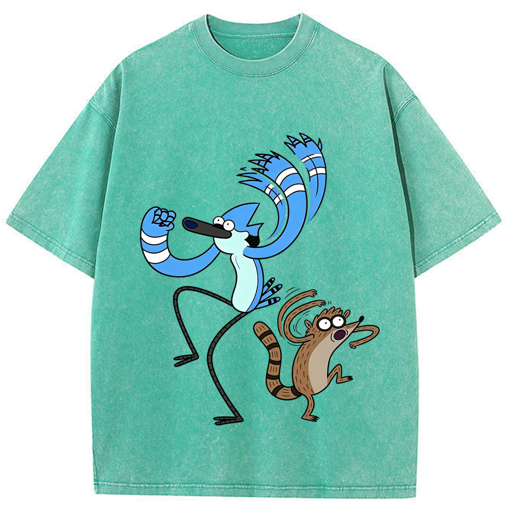 Dance Vibe Mordecai & Rigby Dynamic Dancing Character Cartoon Tee
