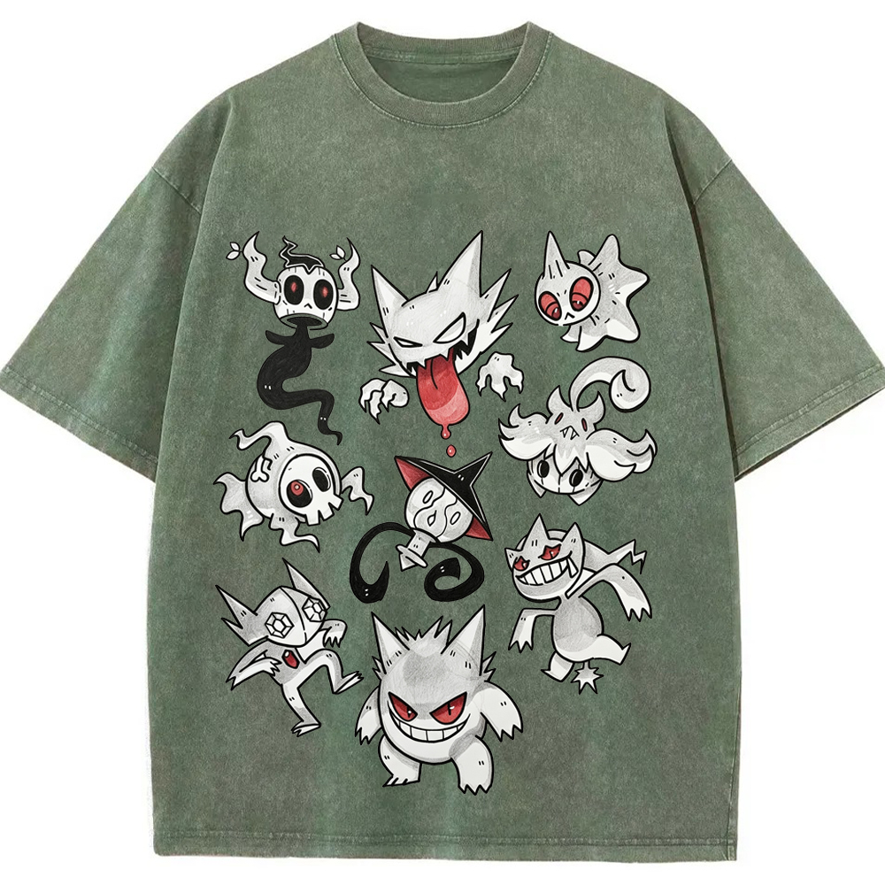 Ghost Type Pokemon Flash Sheet Cartoon Tee | Pokemon Anime
