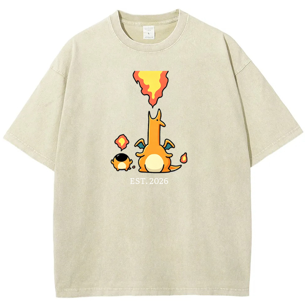 Cute Parent & Kid Charizard Vintage Washed T-Shirt