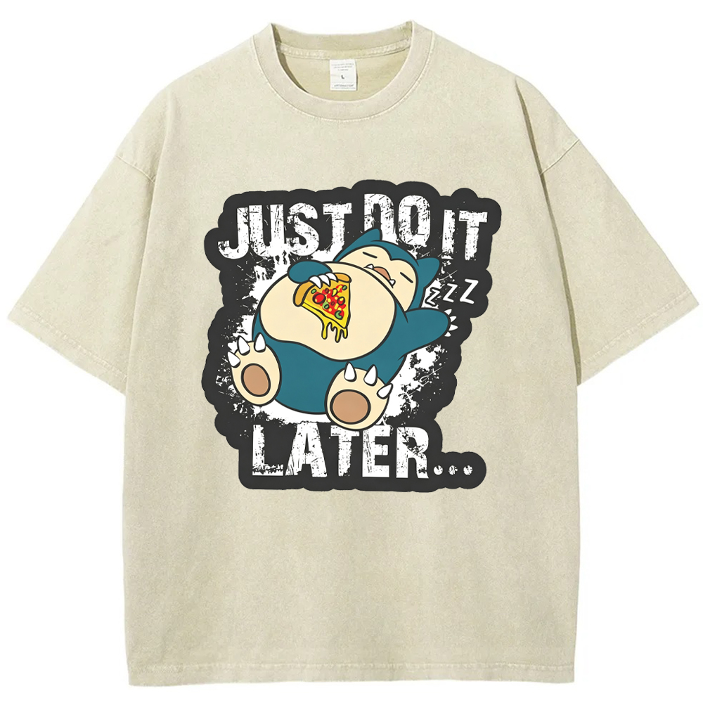 Chill Foodie Daily Snorlax Cartoon Tee | Pokemon Anime