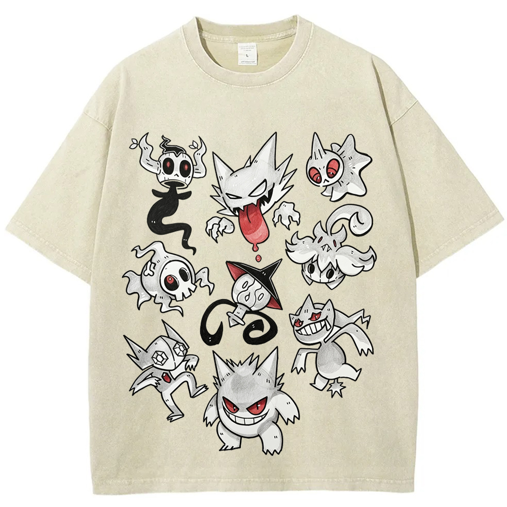 Ghost Type Pokemon Flash Sheet Cartoon Tee | Pokemon Anime