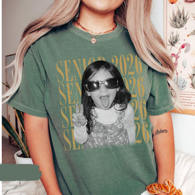 Personalised Vintage Photo And Year Senior Shirt