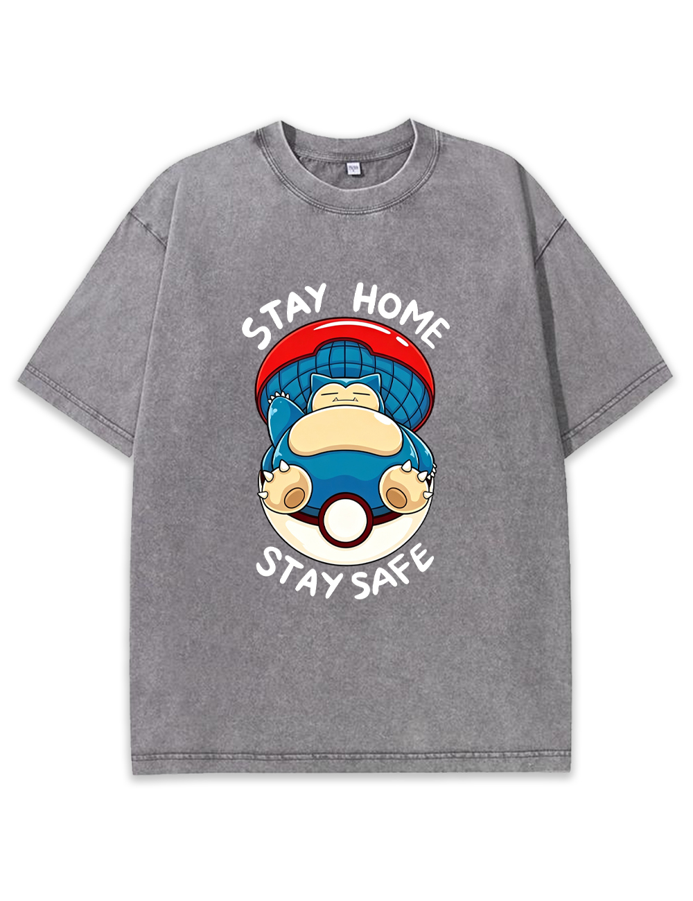 Snorlax Pokeball Stay Home Cartoon Tee | Pokemon Anime
