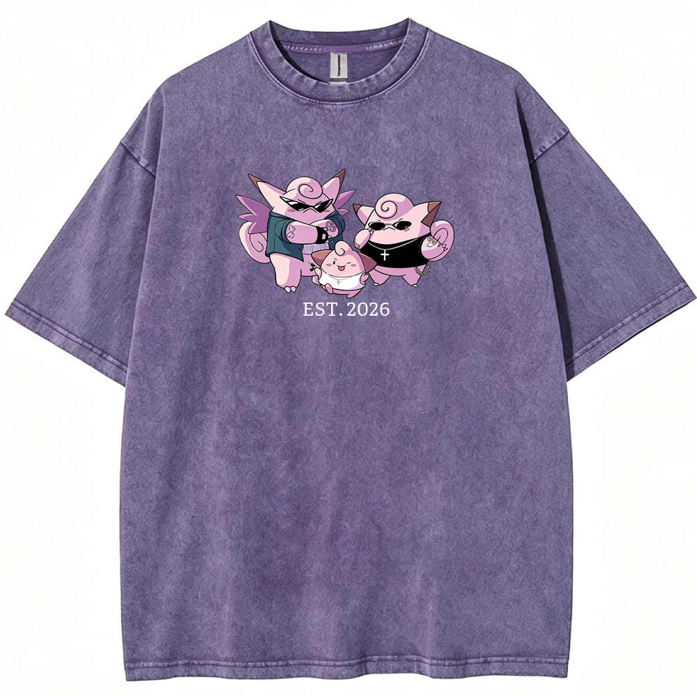 Cute Parent & Kid Clefable Family Vintage Washed T-Shirt