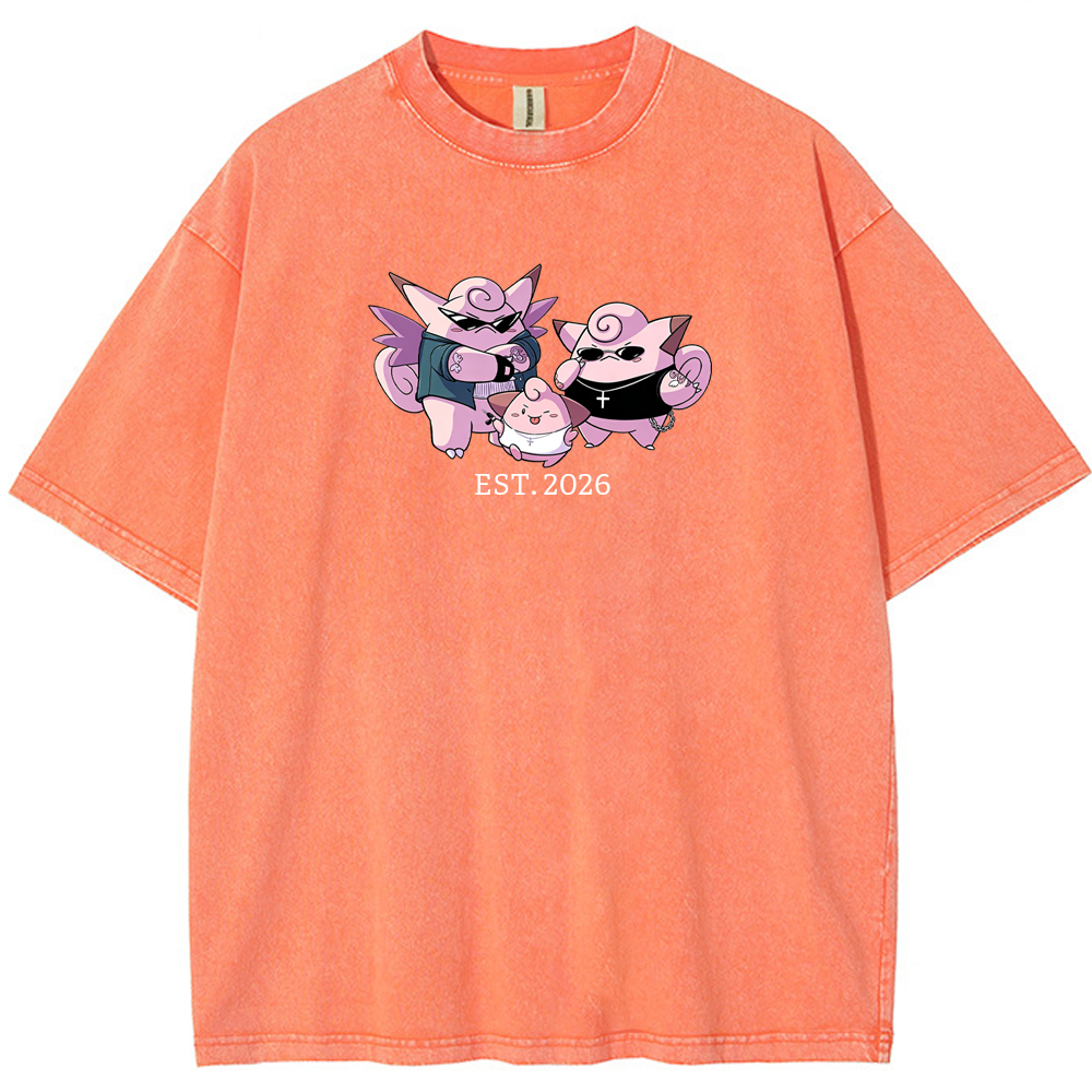 Cute Parent & Kid Clefable Family Vintage Washed T-Shirt