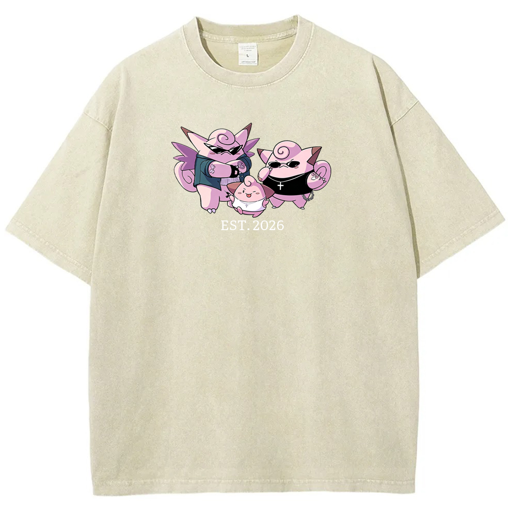 Cute Parent & Kid Clefable Family Vintage Washed T-Shirt