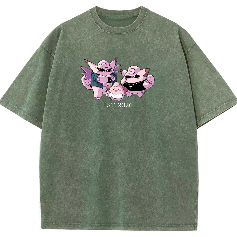 Cute Parent & Kid Clefable Family Vintage Washed T-Shirt
