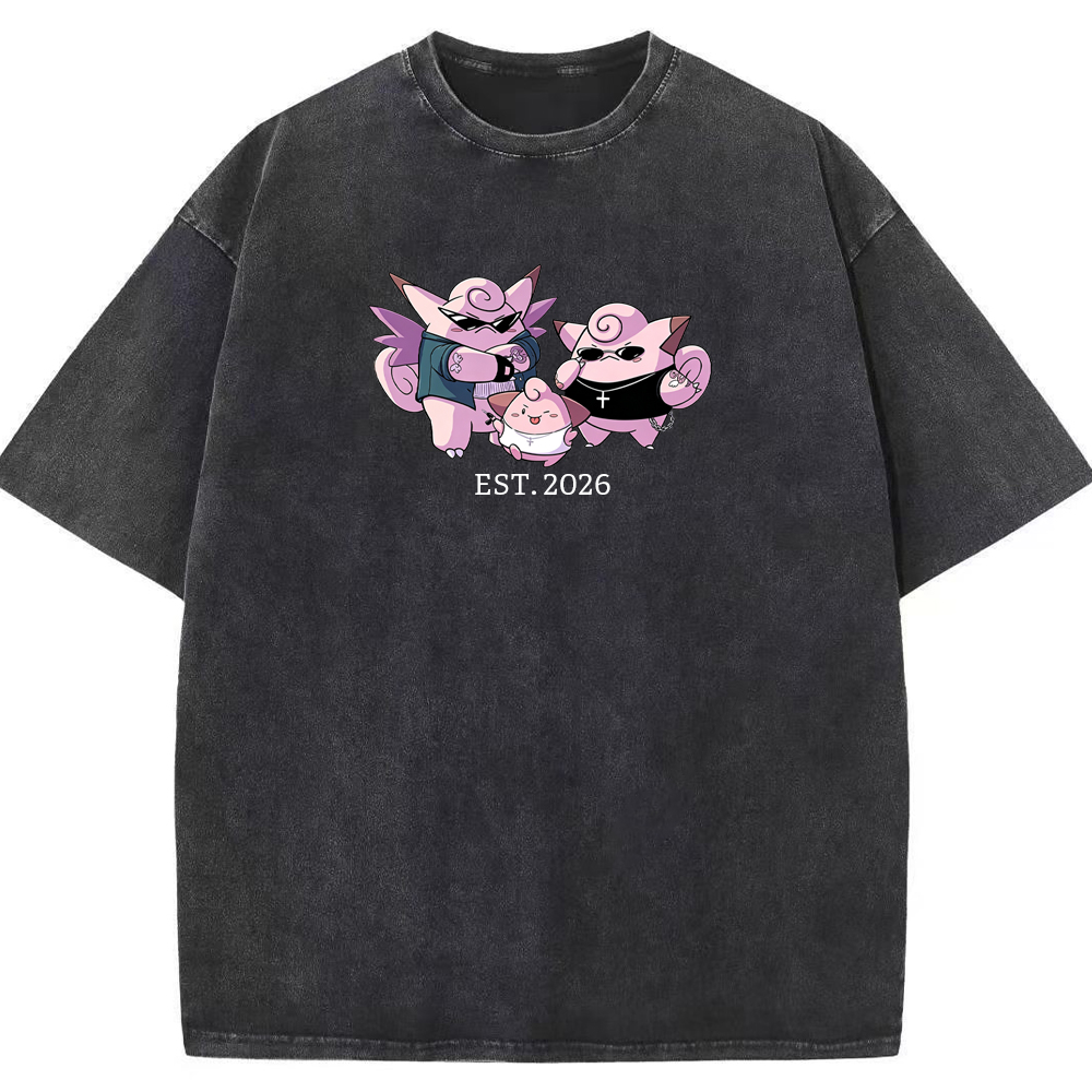 Cute Parent & Kid Clefable Family Vintage Washed T-Shirt
