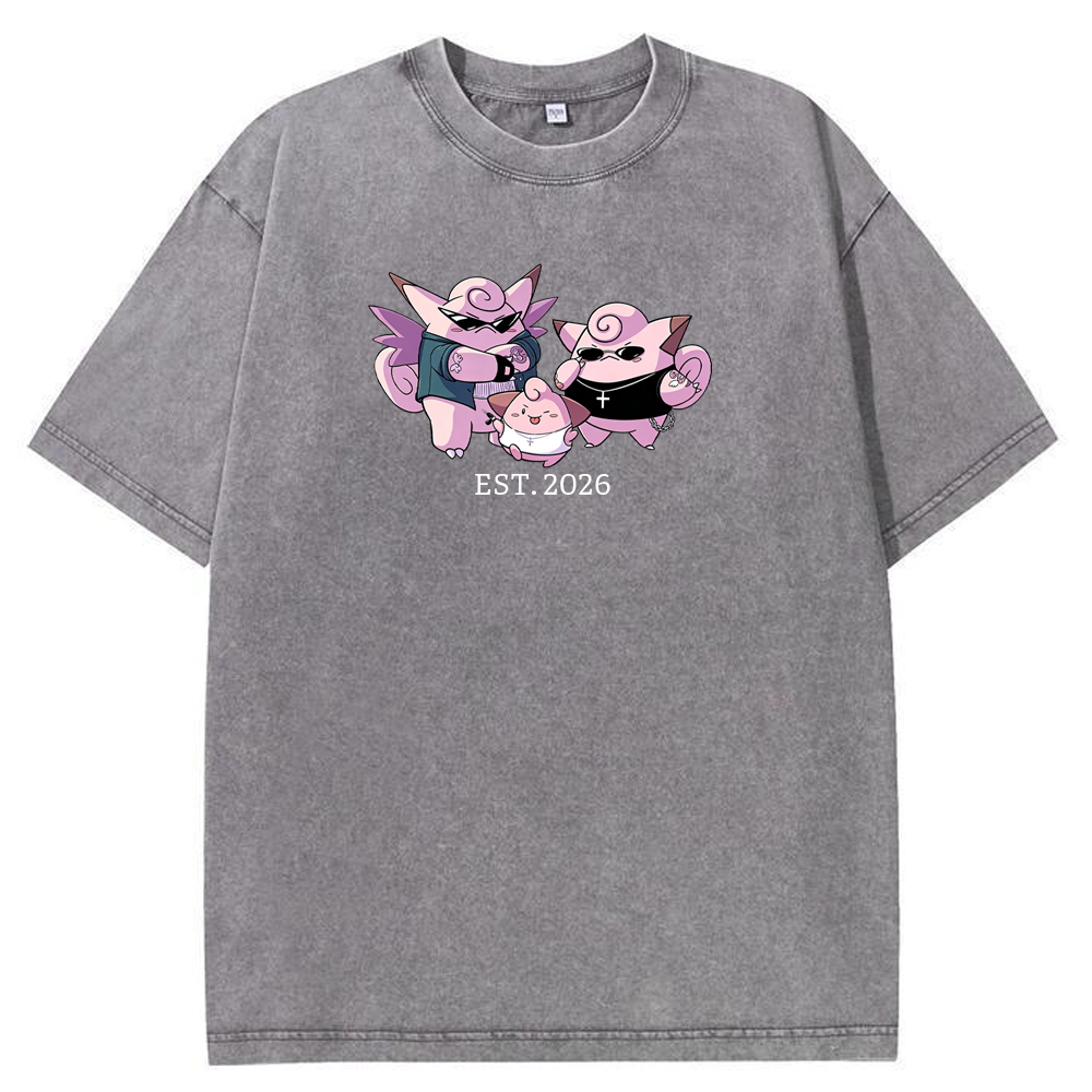 Cute Parent & Kid Clefable Family Vintage Washed T-Shirt
