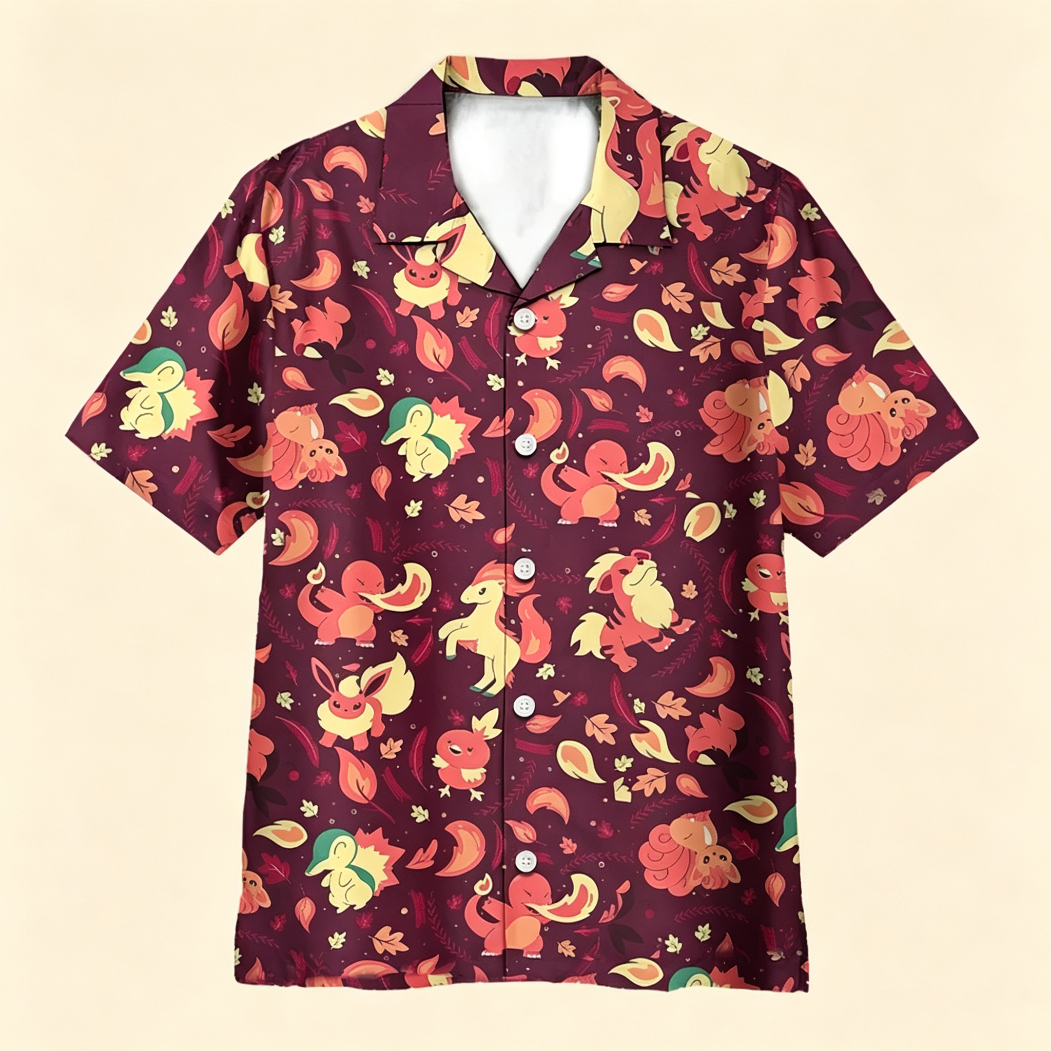 Fire Pokemon Pattern Hawaiian Shirt