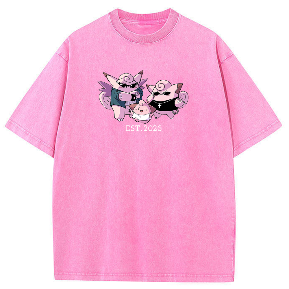 Cute Parent & Kid Clefable Family Vintage Washed T-Shirt