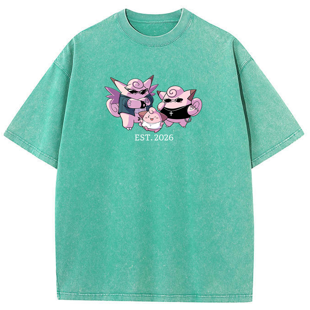 Cute Parent & Kid Clefable Family Vintage Washed T-Shirt
