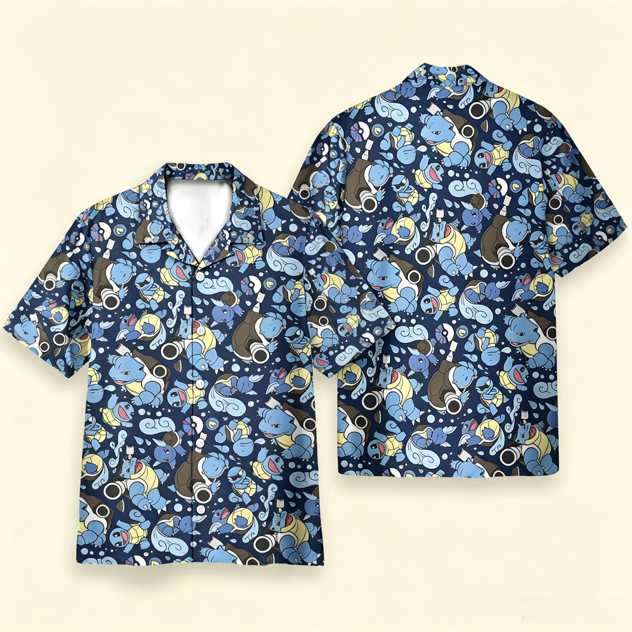 Blastoise Wartortle Squirtle Pokemon Pattern Hawaiian Shirt